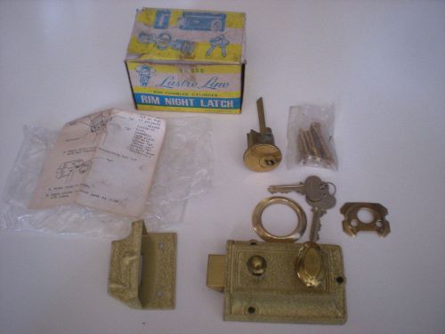 Vintage Luster Line RIM NIGHT LATCH Rim Tumbler Cylinder Model 900 2 keys