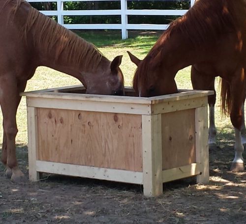 Slow feed wooden hay feeder for horses and other equine animals for sale
