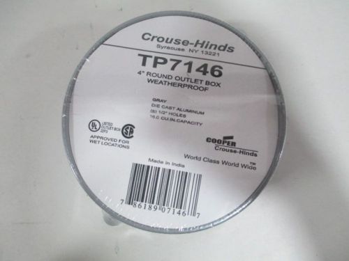 NEW CROUSE HINDS TP7146 4IN ROUND OUTLET BOX ALUMINUM 1/2IN HOLES D224259