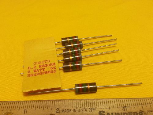 6 -  Ohmite Resistor  8.2Meg Ohms 2 Watt 5%  RC42GF825J  Carbon Composition