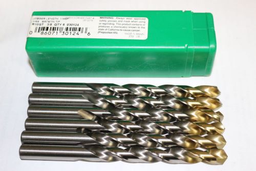 9 new PTD 3/8&#034; R10GT Jobber Length HSS Precision Twist Drills TiN Tip 30124 USA