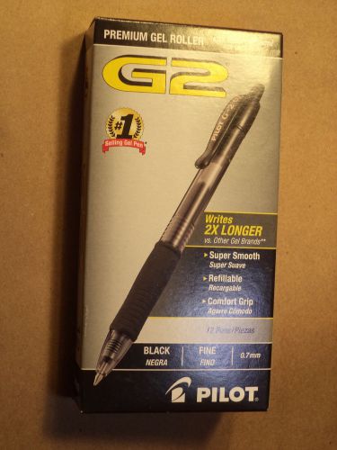 New Box Pilot G2 Gel ROLLER Fine Point  Black Ink 12 PENS G27 31020 .07mm free S