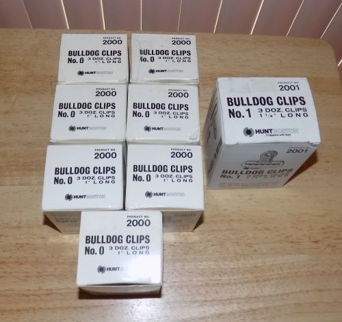 Lot 7 Boxes Hunt Boston Bulldog No. 0 1&#034; Clips 36 count per Box  Nickel Plate