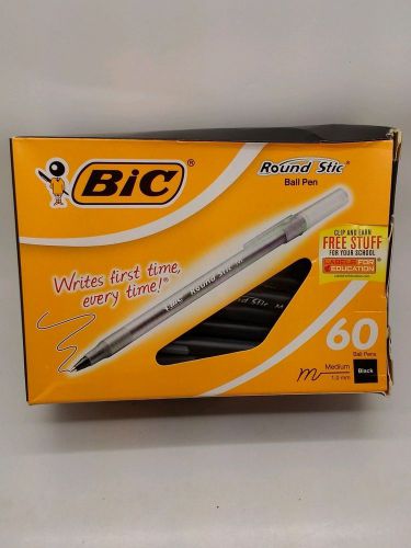 BIC Round Stic Ball Pen Medium 1.0mm Black Ink  60ct  Box