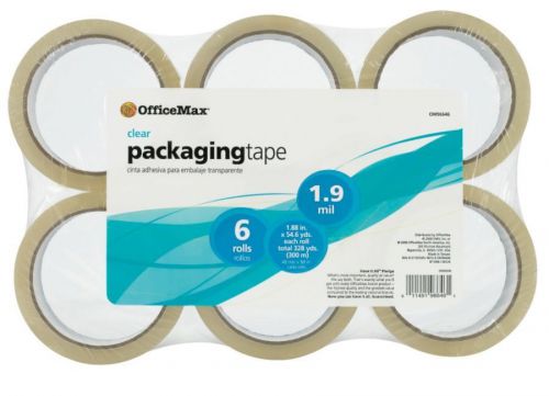 OfficeMax Standard Acrylic Clear Packaging Tape, 1.88&#034; x 54.6 yd., 6/pk.