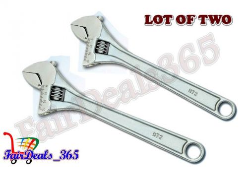 BRAND NEW LOT OF 2 PCS ADJUSTABLE WRENCH SPANNERS CHROME FINISH 10&#034; 250MM