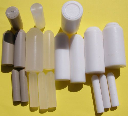 Plastic rods assortment,19 pcs of different materials and dia(teflon,peek,kel-f) for sale