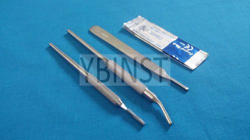 3 ASSORTED SCALPEL HANDLE #3 +10 STERILE SURGICAL SCALPEL BLADES #15C