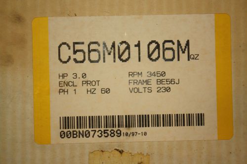 New Reliance Electric Motor 3.0HP Frame - BE56J;  3450 RPM; PH - 1; Volts - 230