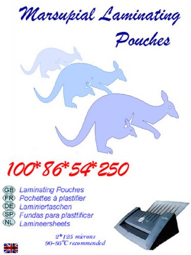 100 ID credit card size laminating pouches laminator 54 by 86 mm 250 micron