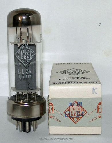 1 NEW tube EL34 6CA7 Telefunken metall base original box  (505009)