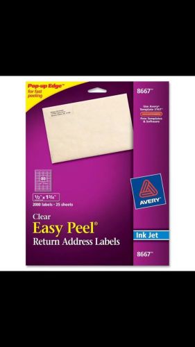 Avery 8667 Clear Inkjet Return Address labels with Easy Peel, 1/2&#034; X 1-3/4&#034;