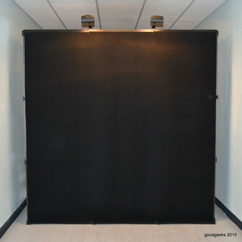 8&#039;Ft Black Portable Display Trade Show Booth Exhibit Pop Up Kit W/Spotlights