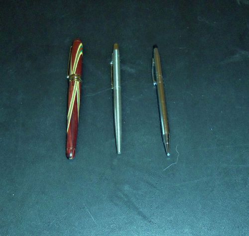 LOT OF 3 PENS HAUSER CERAMIC, MADE IN USA CROSS, SILVER/GOLD PARKER ALL NEARMINT
