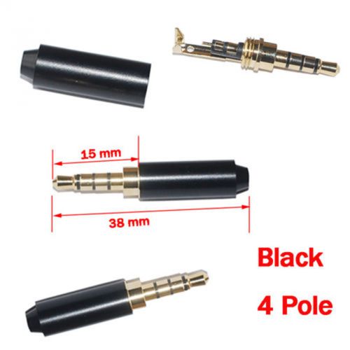 1X Utility 4 Pole 3.5mm Male Repair headphone Plugs Audio Soldering Cover Black