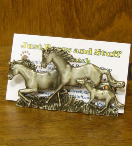 Pewter Business Card Holder #H065 HORSES, MIB  Welforth, NEW From Retail Store