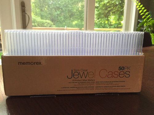 Memorex 5mm Slim CD/DVD Jewel Cases - 50 Pack - Clear