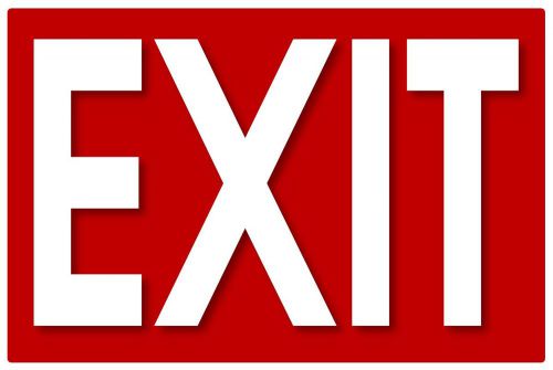 Set of 2 Self Adhesive Exit Signs, 7.25 by 11 Inches - High Quality Stickers.