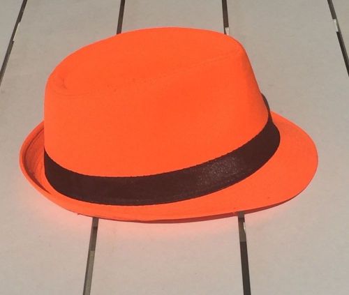 Orange Safety Fedora Trilby Gangster Safari Hiking Bucket Hat Sun Cap