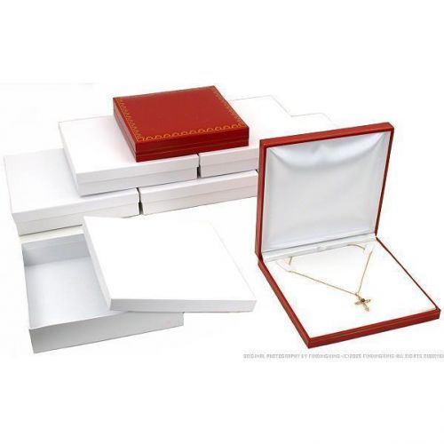 6 red faux leather necklace pendant box jewelry display for sale