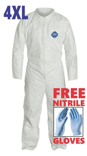 4XL Tyvek Protective Coveralls Suit Hazmat Clean-Up Chemical FREE Nitrile Gloves
