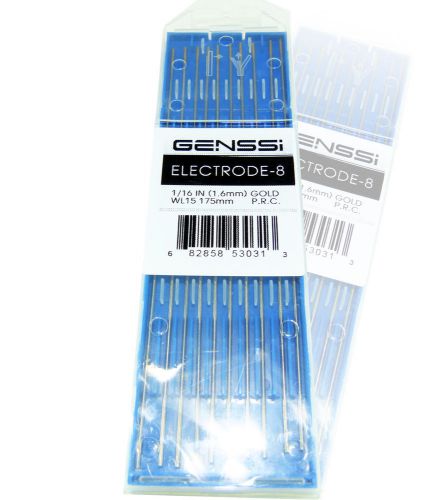 Genssi 10 1.5% lanthanated tungsten tig electrodes 1/16 7 gold 1.6mm 175mm for sale