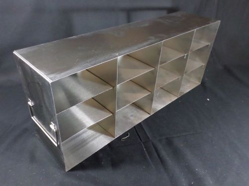 Laboratory Stainless Steel 12-Position 3” Standard Box Freezer Rack 24” Deep