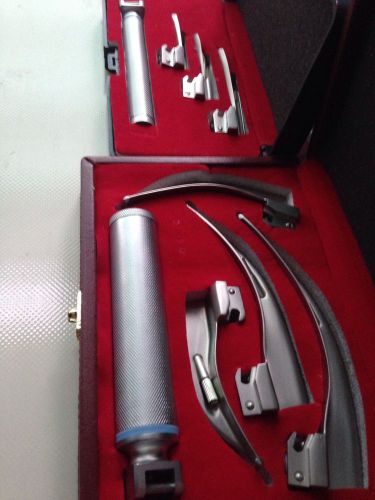 Laryngoscope Mac + Miller Set of 7 BLADES &amp; 2 HANDLES EMT Anesthesia Intubation
