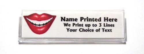 Smiling Lips Custom Name Tag Badge ID Pin Magnet for Dentist Orthodontist Staff