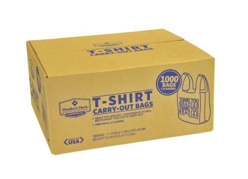 New 1000 T-Shirt Carry Out Retail Plastic Bags Recyclable Grocery Shopping