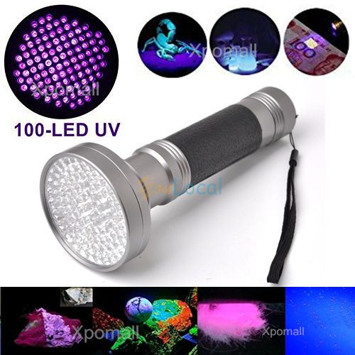 Professional 100 LED UV Blacklight Flashlight Torch For Scorpion Detection Money