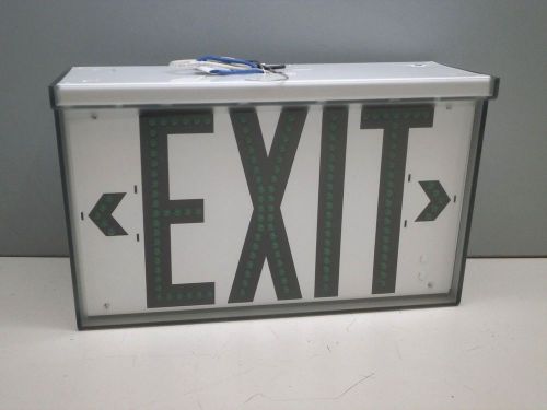 Kenall 6552-GW Green LED Ceiling Mount Double Face Side Exit Sign Damp Location