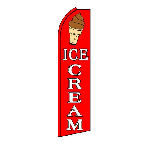 Ice Cream Red/White business sign Swooper flag 15ft Feather Banner made USA