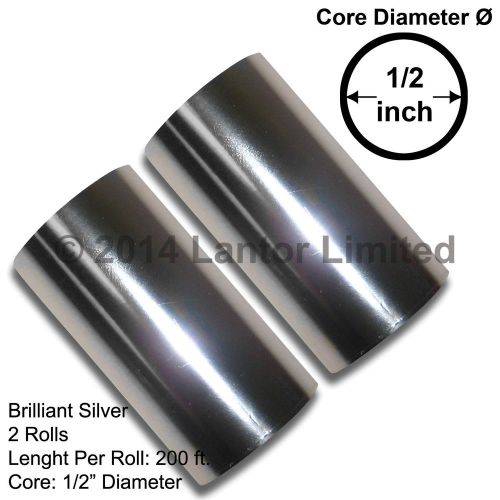 Hot Stamping  Foil Stamp 400 Ft 2x200ft 3&#034; W Chrome Brilliant Silver #BW88-100E#