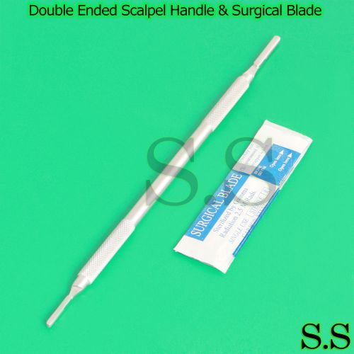 DOUBLE ENDED SIEGEL SCALPEL HANDLE #3 #4 +20 STERILE SURGICAL BLADES #12 #21