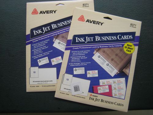 2 PACKS Avery #8371 -100 Ink Jet  Business Cards 2&#034; x 3 1/2&#034; Make Your Own!  NEW