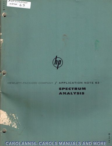 HP Application Note 63 SPECTRUM ANALYSIS