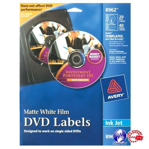 Avery DVD Labels Matte White for Ink Jet Printers (8962) NEW !!!!