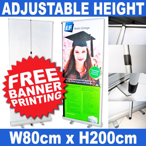 33&#034; Adjustable Height Retractable Roll Up Pop Up Banner Stand with FREE Printing
