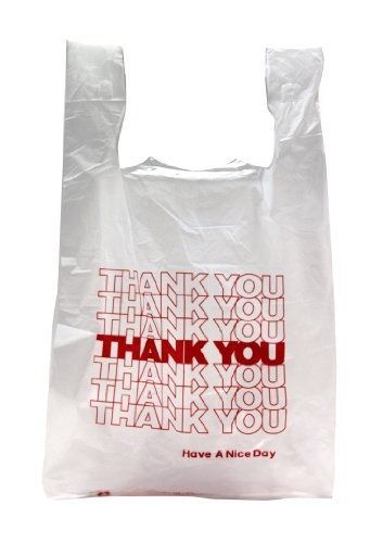 Creative-Imports Thank You T-Shirt Carry Out Plastic Shopping Bags - White -