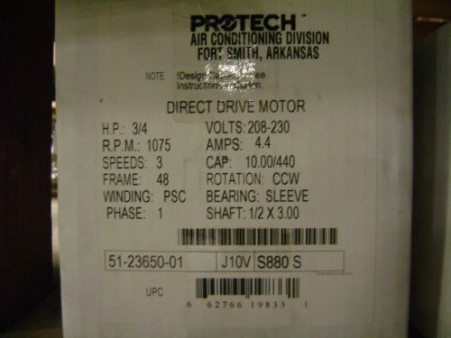 Protech 51-23650-01, 3/4 HP, 1075 RPM, 3 speed Blower Motor **NEW**