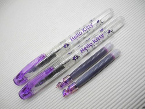 (2 Violet Pens) Platinum Hello Kitty Preppy Stainless 0.3mm Fine Fountain Pen