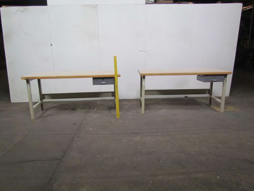 Industrial workbench 1-3/4x30x72 maple top w/laminate cover 1 drawer lot of 2 for sale