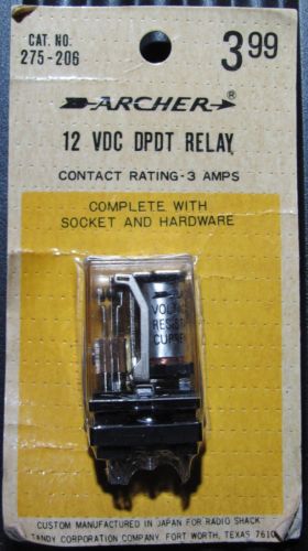ARCHER 12VDC/3A DPDT PLUG-IN RELAY 275-206 NEW OLD STOCK