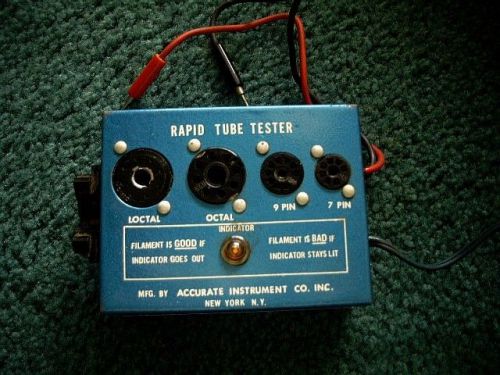 Vintage Accurate instrument Rapid tube tester metal box Tested--works