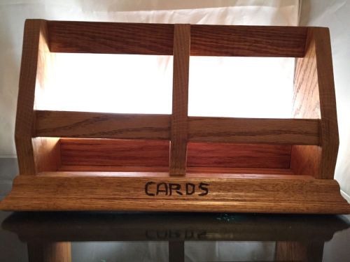 vintage Wood Counter Display for Cards Recipes Stationary Mail Desk Organizer