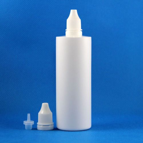100x 4OZ 120ML Dropper Bottles Full White Plastic E Liquid Vapor Tamper Evidence