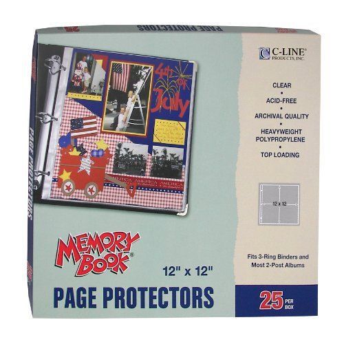 C-line memory book 12 x 12 inch scrapbook page protectors, clear poly, top load, for sale