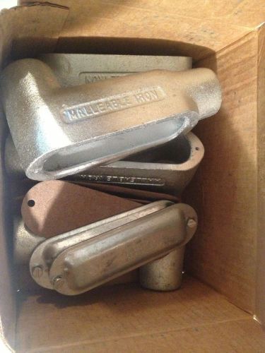 4 pcs o-z gedney lb-100 1&#034; conduit body nib with 2 covers for sale