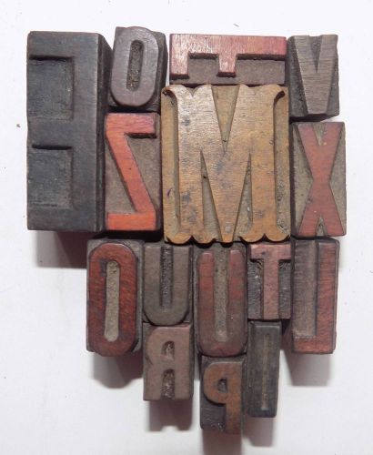 Letterpress Letter Wood Type Printers Block &#034;Lot of 15&#034; Typography #bc-53